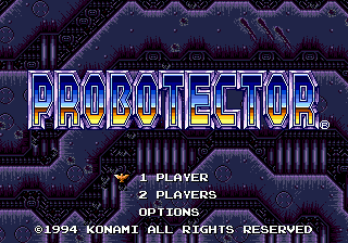 Probotector title screen for Sega Mega Drive
